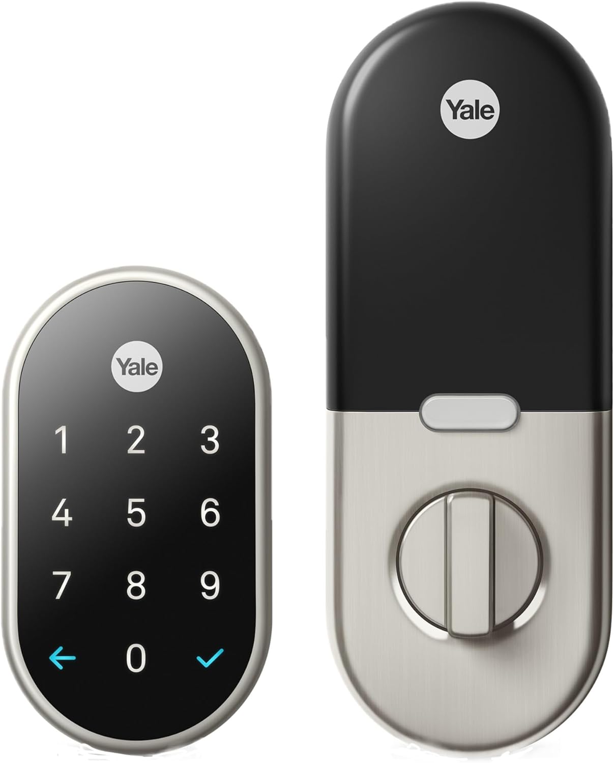 61fA6NbE6XL._AC_SL1500_ Google Nest x Yale Lock - Tamper-Proof Smart Lock for Keyless Entry - Keypad Deadbolt Lock for Front Door - Satin Nickel - Image 1