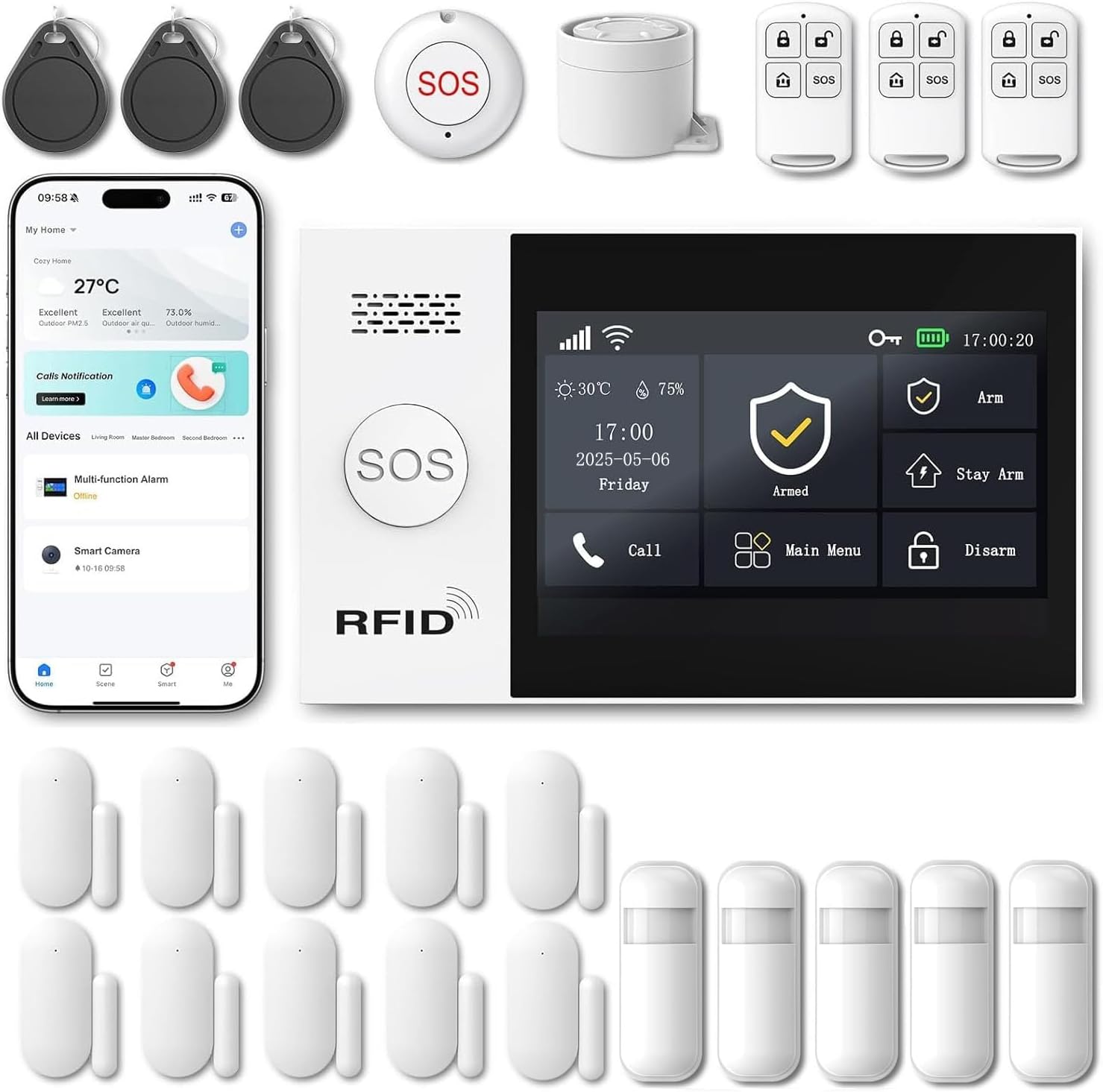 715r2vrwGKL._AC_SL1500_ WiFi Wireless Alarm System for Home Security - 24/7 Protection Smart Home Devices 4.3" Touch Screen - Image 1