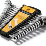 16-Piece Metric Ratchet Combination Wrench Set with Tray