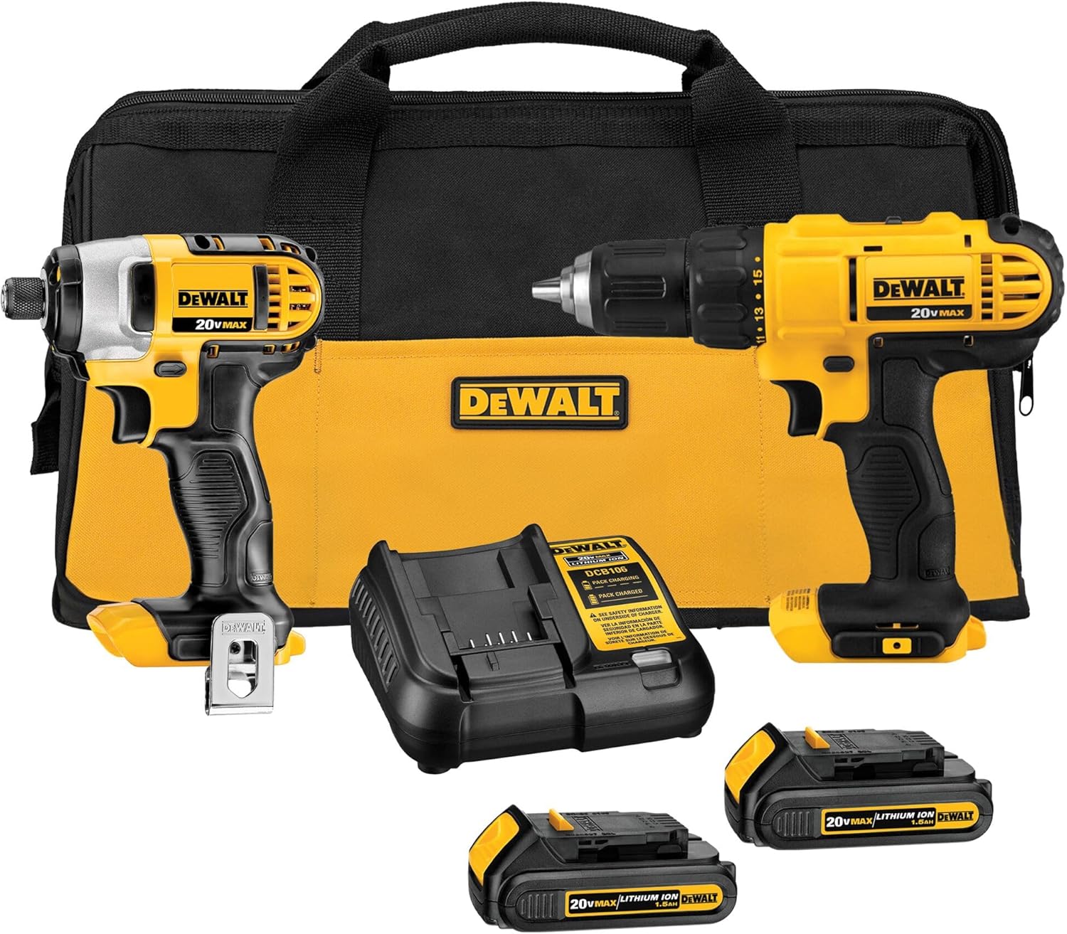 81XPDrUh9sL._AC_SL1500_ DEWALT 20V MAX Cordless Drill and Impact Driver - Image 1