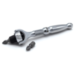 Titan 11318 1/4-Inch Drive x 4-Inch 90-Tooth Swivel Head Micro Ratcheting Bit Driver - Silver