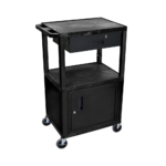 Luxor WT42C2E-B/WTD 42" H AV Cart - 3 Shelves Cab Drawer