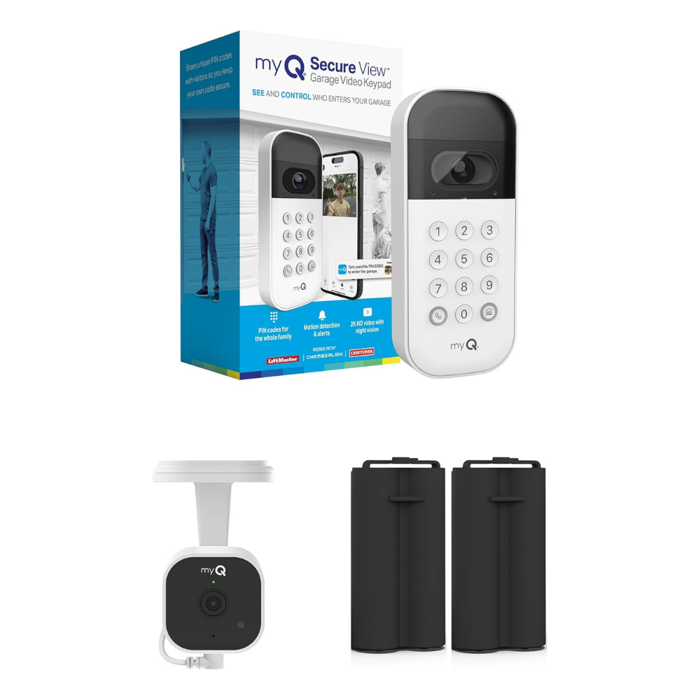 Untitled design - 2026-06-03T020738.117 myQ Smart Garage Starter Kit: Garage Door Video Keypad + Rechargeable Battery + Wi-Fi Plug-in 2K Camera - Image 1