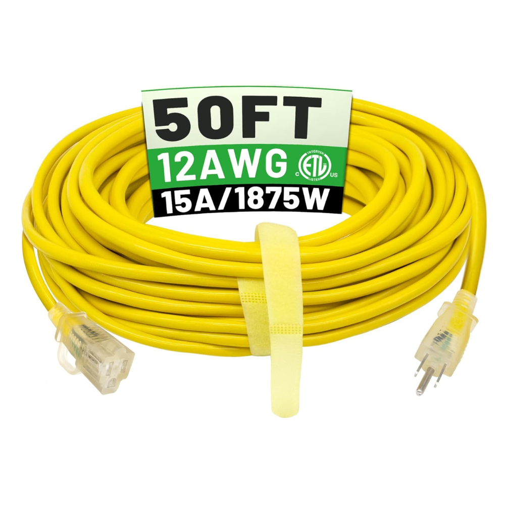 Untitled design - 2026-06-03T045217.545 POWGRN 50 ft 12/3 Outdoor Extension Cord Waterproof Heavy Duty with Lighted Indicator End 12 Gauge 3 Prong - Image 1